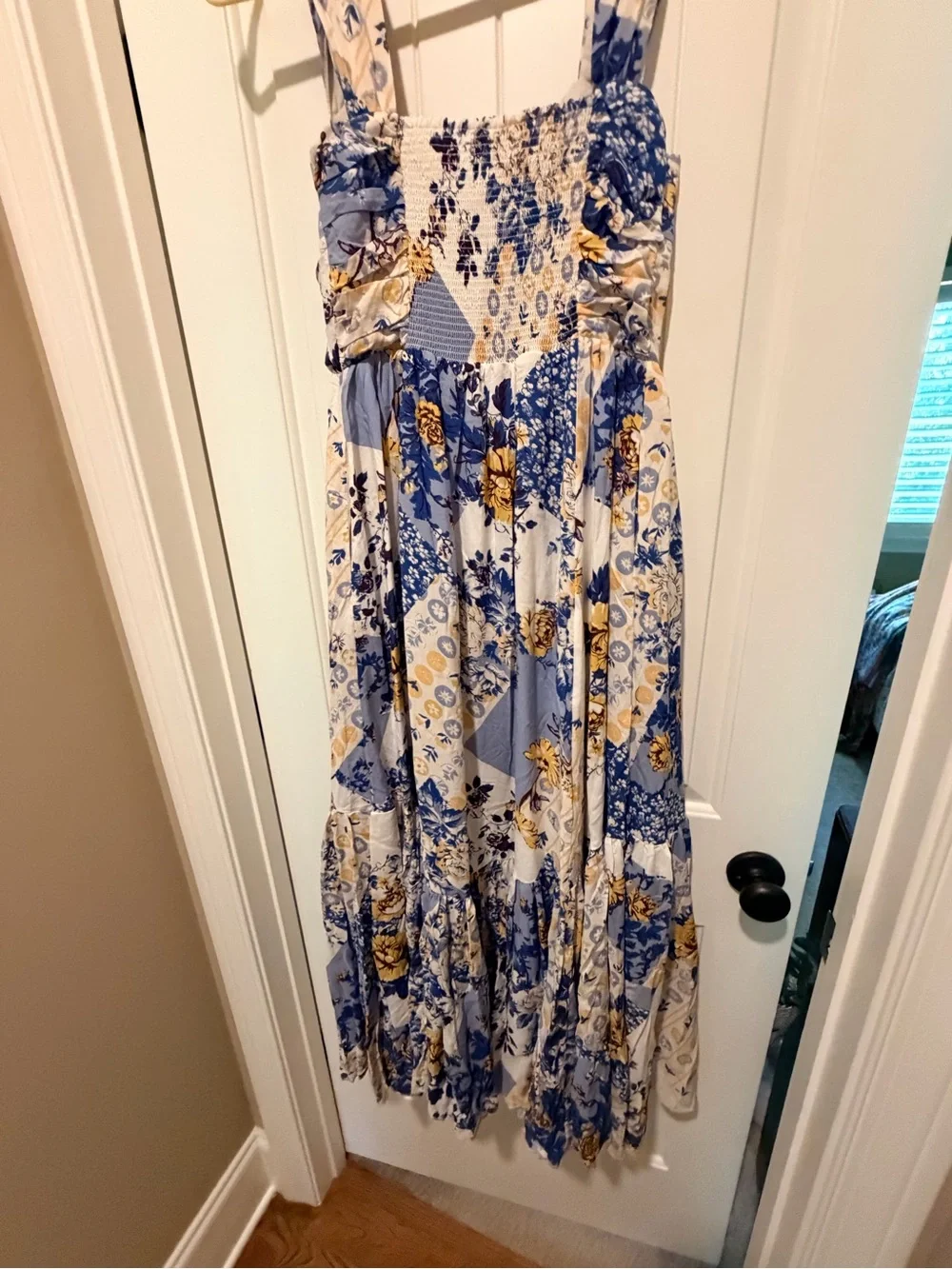 Free People Blue, White & Yellow Floral Maxi Dress